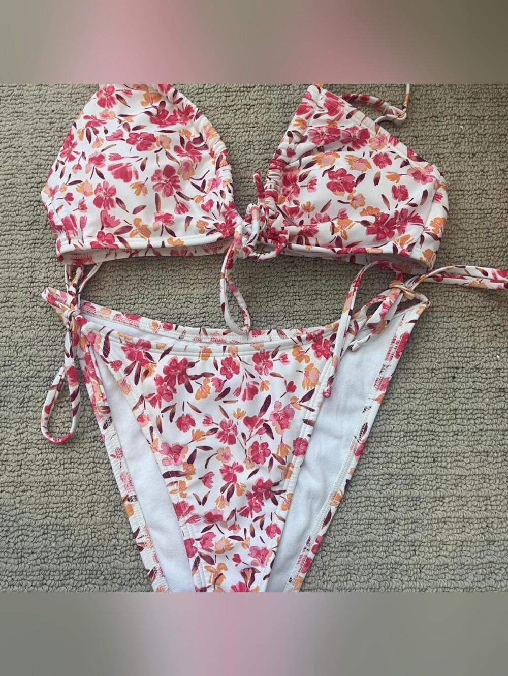 Shade & Shore Pink Floral Tie-Side Bikini Set